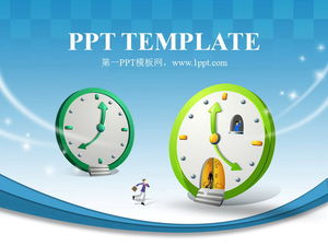 Скачать шаблон PPT корейского мультфильма с мультяшным фоном часов