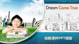 Cute children's background dream shines into reality PPT template