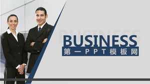 Blauer grauer Hintergrund Geschäftsleute PowerPoint-Vorlage