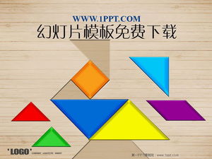 Exquisite wood grain tangram slideshow template download