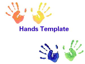 Color paint handprint art PPT template download