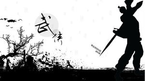 Black and white background of Chinese classical martial arts PPT template download