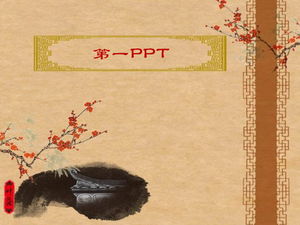 Latar belakang bunga plum, unduhan template PPT gaya Cina klasik