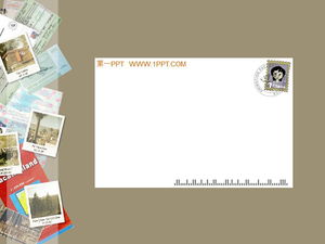 Cartoon postcard PPT template download