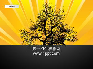 Modèle PPT d'illustration d'art de fond d'arbres noirs
