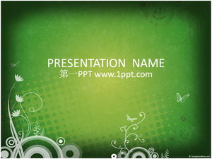 Green illustration background art PPT template download