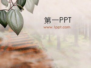 树叶背景PPT模板下载
