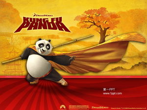 Modèle PPT d'animation de dessin animé de panda de Kung Fu