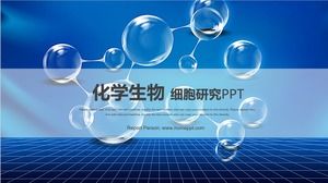 Modello PPT di ricerca sulle cellule a catena biologica chimica blu