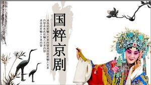 Modello PPT dinamico dell'opera di Pechino della quintessenza nazionale dell'inchiostro in bianco e nero in stile cinese