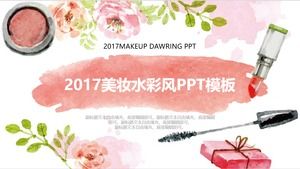 Hand-painted sweet watercolor wind beauty cosmetics PPT template