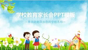 Plantilla PPT de reunión de padres del nuevo semestre de estudiantes de escuela primaria de jardín de infantes verde