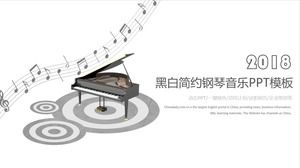 Șablon PPT alb-negru de modă simplă performanță la pian muzică educație artistică