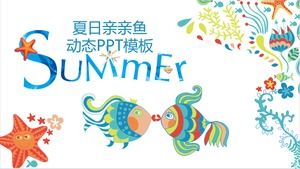 Modelo de PPT de peixe pai de verão de desenho dinâmico