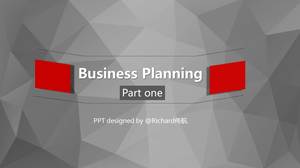 Gray red polygon atmosphere calm business PPT template
