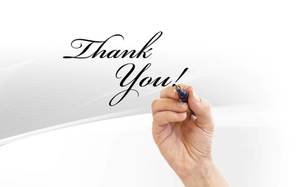Black handwritten English thank you PPT end picture