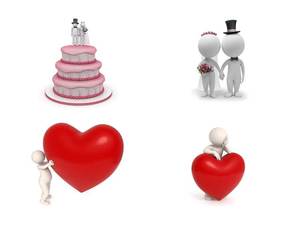 Czerwona miłość małżeńska rodzina 3D złoczyńca materiał PPT