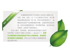 Caixa de texto decorativa folha verde material PPT