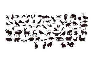 Black animal silhouette PPT small picture material
