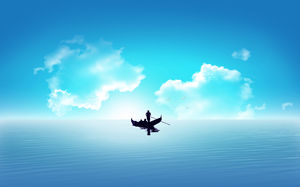 Sailing boat on the blue sea PPT background picture