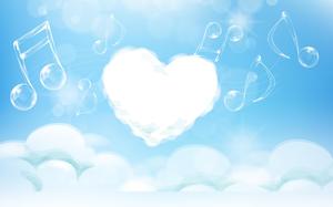 Blue beautiful heart-shaped white cloud PPT background