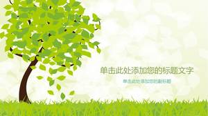 Green vector grass and green trees PPT background picture
