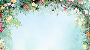 Bella immagine di sfondo PPT corona di fiori ad acquerello