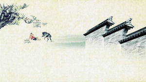 Imagen de fondo PPT de estilo chino de pastor de pared de patio de ladrillo azul