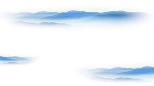エレガントなフリーハンドの遠い山と雲PPT背景