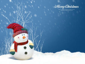 Super cute little snowman PPT background picture