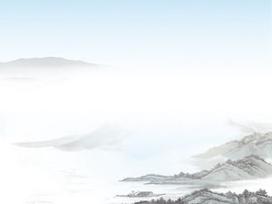 Odległe góry i chmury Obraz tła chińskiego malarstwa PPT