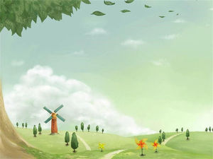 Cartoon rural pastoral scenery PPT background picture