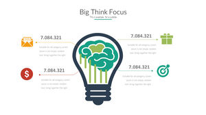 Light bulb brain thinking points PPT graphics