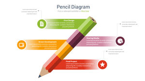 ดินสอสีแผนภูมิ PPT สี่เคียงข้างกัน