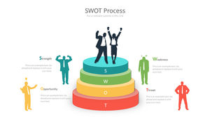 步骤图剪影SWOT分析PPT模板