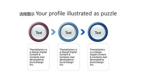 Petunjuk tiga langkah unduhan template diagram alur PPT