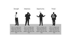 Business figures silhouette SWOT analysis PPT template