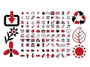 Material de pictogramă mică PPT de clasă de viață de birou roșu și negru