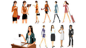 Vector color workplace white-collar PPT picture material