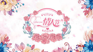 Bunga-bunga indah romantis Template PPT Hari Valentine