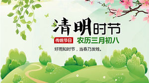Plantilla PPT de flores de primavera del Festival de Qingming