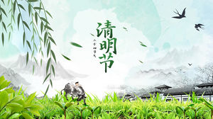 Qingming Festival origin customs literature introduction ppt template