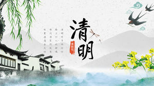 Templat ppt pengenalan budaya rakyat Festival Qingming Festival tradisional