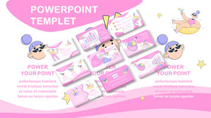 Cute illustration candy department data ppt template