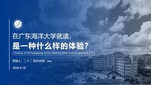 Plantilla ppt general de defensa de tesis de Guangdong Ocean University degradado azul océano
