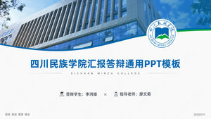 Rapporto dell'Università per le nazionalità del Sichuan e modello ppt generale della difesa
