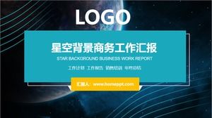 Beautiful starry sky background flat business blue work summary plan ppt template