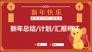 Soarece drăguț desen animat simplu Anul Nou Anul Nou chinezesc șablon ppt temă