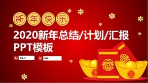 Ingot red envelope festive Spring Festival theme summary report plan ppt model