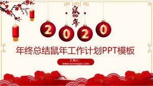 Atmospheric festive red Spring Festival theme year-end summary of the year of the rat work plan ppt template